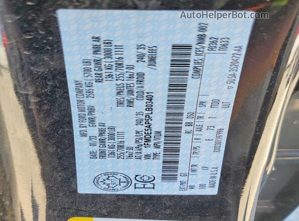 1FMDE5AP5PLB03401 2023 FORD BRONCO Black Vista interior de 360 grados