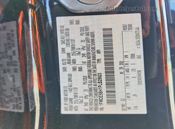 1FMDE5BH1PLB29923 2023 FORD BRONCO Черный Вид наклейки с VIN-кодом