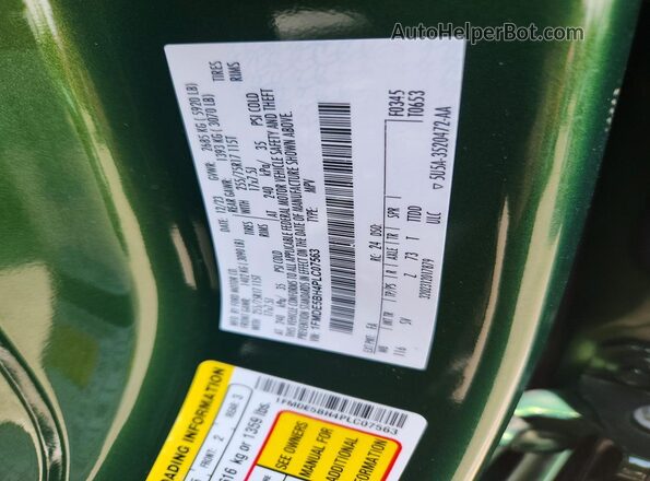 1FMDE5BH4PLC07563 2023 FORD BRONCO Green VIN კოდის სტიკერის ხედი