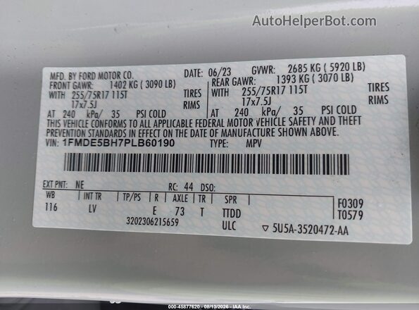 1FMDE5BH7PLB60190 2023 FORD BRONCO Gray Vista del compartimento del motor