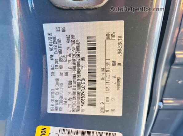 1FMDE5CP4PLC10758 2023 FORD BRONCO Blue Widok naklejki z numerem VIN