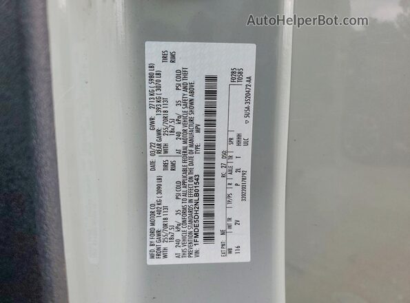 1FMDE5DH2NLB01543 2022 FORD BRONCO Gray VIN კოდის სტიკერის ხედი
