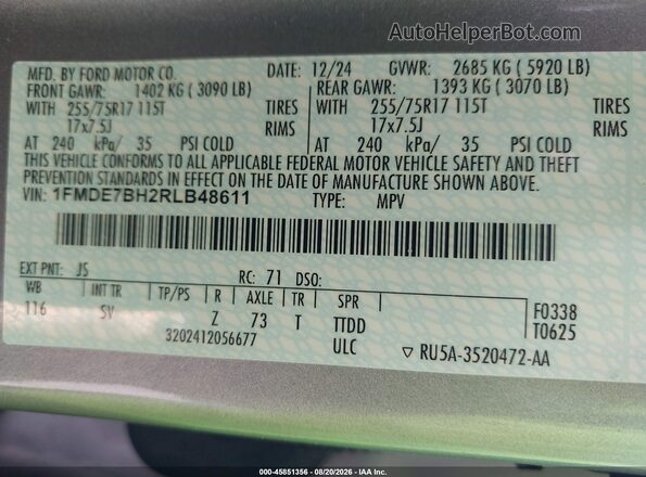 1FMDE7BH2RLB48611 2024 FORD BRONCO Silver Вид підкапотного простору