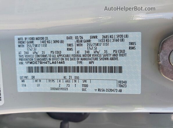 1FMDE7BH4TLA61445 2026 FORD BRONCO Gray Vista del compartimento del motor
