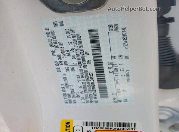 1FMDE8BH2RLB05232 2024 FORD BRONCO White VIN კოდის სტიკერის ხედი