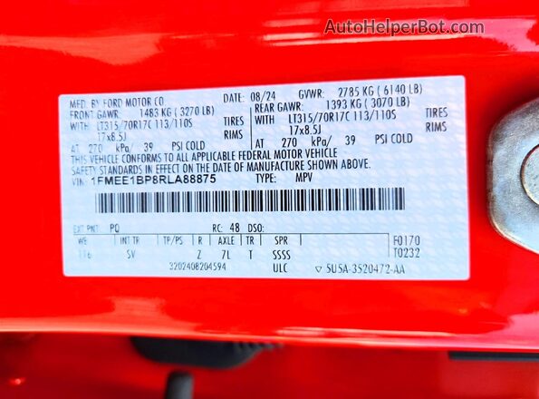 1FMEE1BP8RLA88875 2024 FORD BRONCO Red ძრავის განყოფილების ხედი