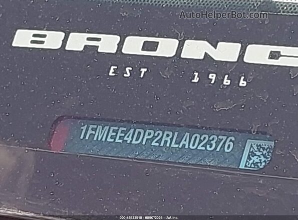 1FMEE4DP2RLA02376 2024 FORD BRONCO Red 