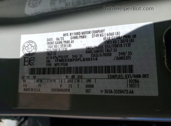 1FMEE5BP0PLB59314 2023 FORD BRONCO Gray 360 interior view