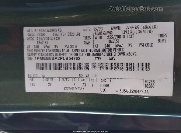 1FMEE5BP2PLB54762 2023 FORD BRONCO Green ძრავის განყოფილების ხედი