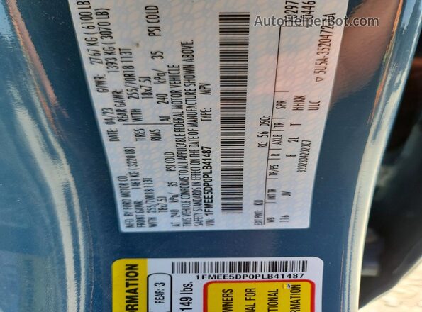 1FMEE5DP0PLB41487 2023 FORD BRONCO Blue VIN კოდის სტიკერის ხედი
