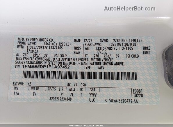 1FMEE5DP1PLA97452 2023 FORD BRONCO White Vista del compartimento del motor