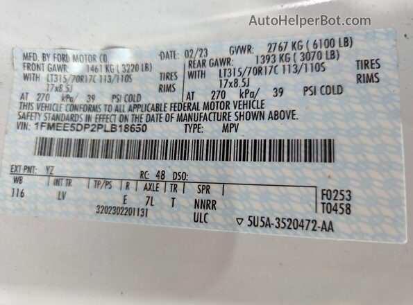 1FMEE5DP2PLB18650 2023 FORD BRONCO White Widok komory silnika