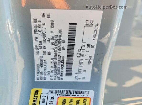 1FMEE5DP3NLB75808 2022 FORD BRONCO Серебряный Вид подкапотного пространства