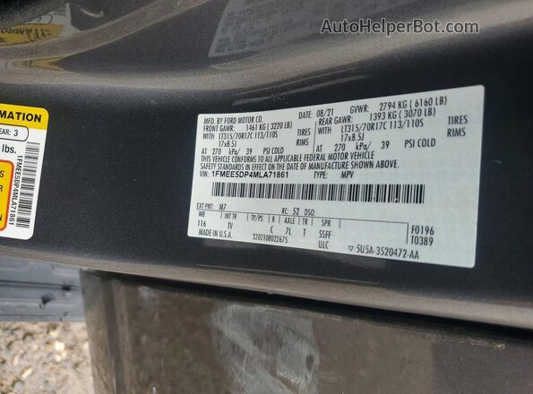 1FMEE5DP4MLA71861 2021 FORD BRONCO Gray Widok komory silnika