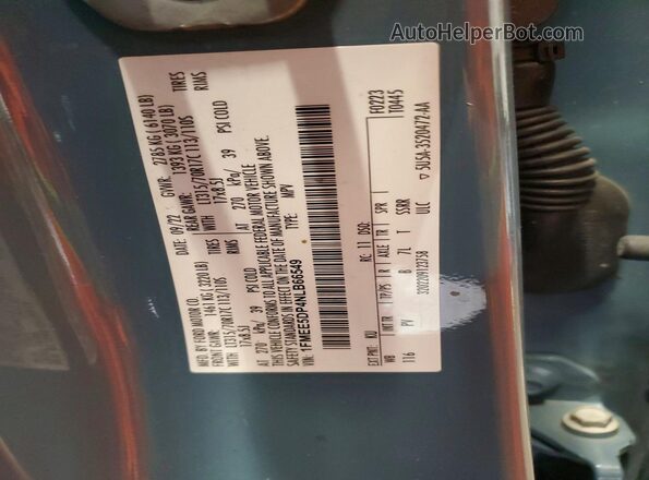 1FMEE5DP4NLB66549 2022 FORD BRONCO Blue Vista de la etiqueta del VIN