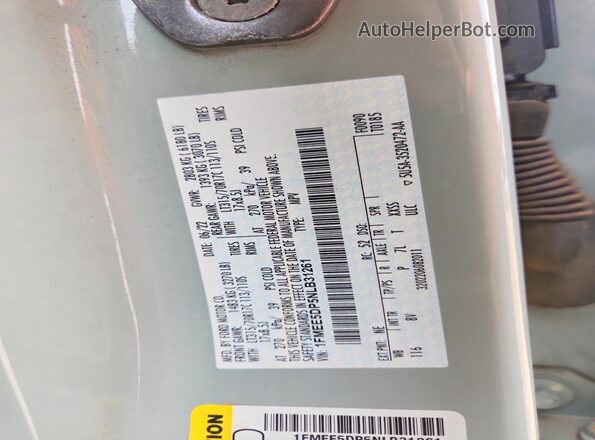 1FMEE5DP5NLB31261 2022 FORD BRONCO Gray Панорамний вид салону 360°