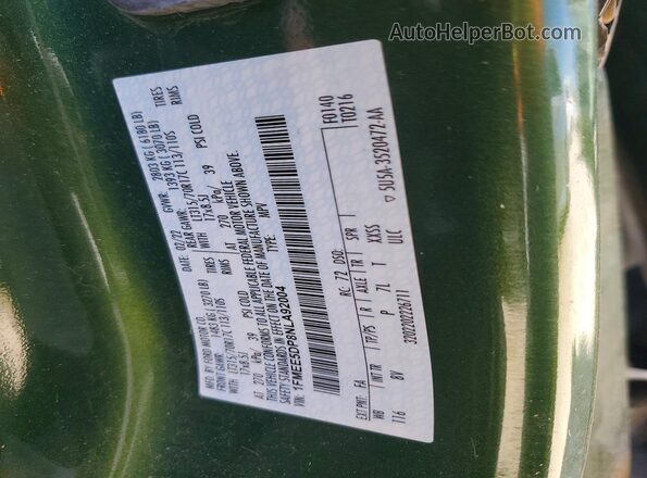 1FMEE5DP8NLA92004 2022 FORD BRONCO Green VIN sticker view