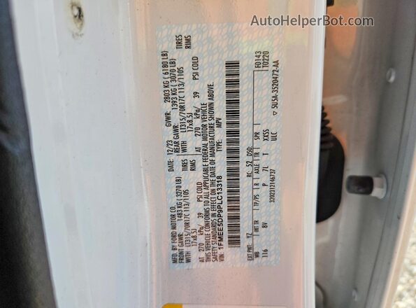 1FMEE5DP9PLC13318 2023 FORD BRONCO White Панорамний вид салону 360°