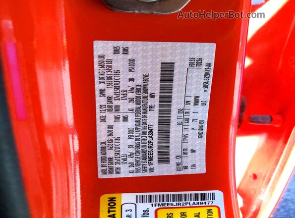 1FMEE5JR2PLA89477 2023 FORD BRONCO Red Вид наклейки з VIN-кодом