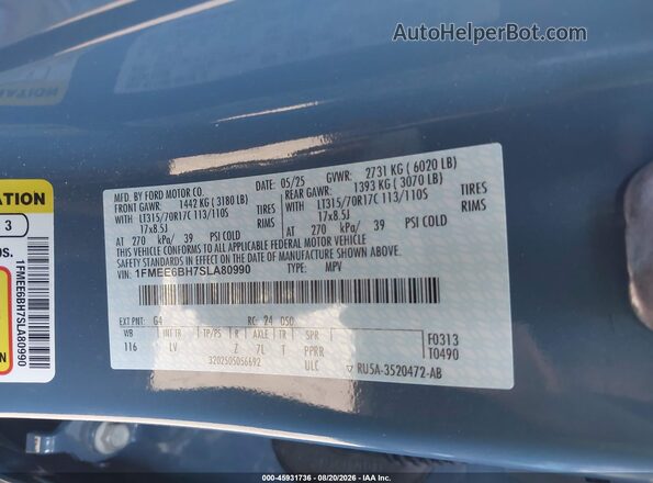 1FMEE6BH7SLA80990 2025 FORD BRONCO Blue Engine compartment view