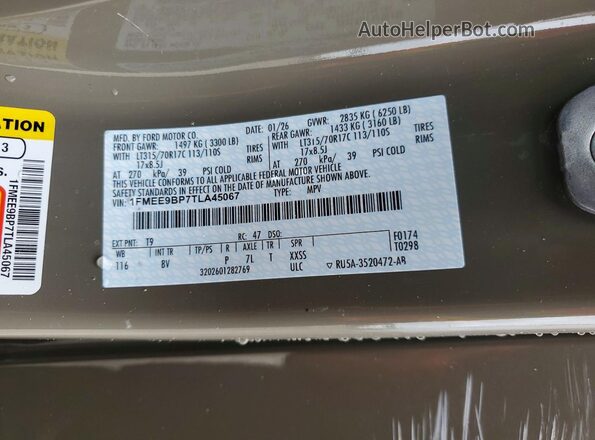 1FMEE9BP7TLA45067 2026 FORD BRONCO Green Widok wnętrza 360 stopni