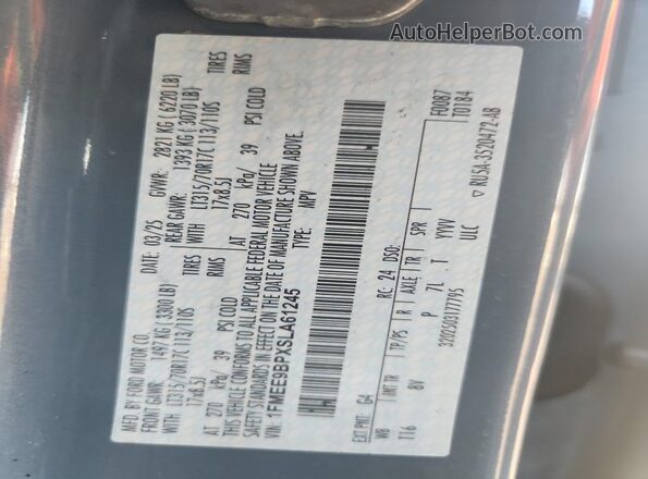 1FMEE9BPXSLA61245 2025 FORD BRONCO Gray VIN sticker view