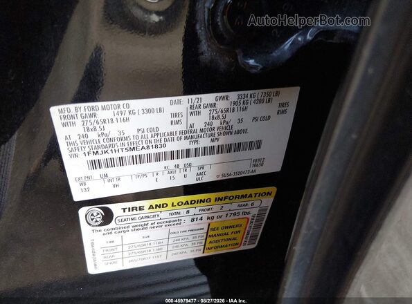 1FMJK1HT5MEA81830 2021 FORD EXPEDITION Черный Вид подкапотного пространства