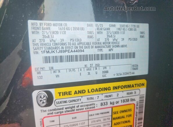 1FMJK1J89PEA44094 2023 FORD EXPEDITION Black Engine compartment view