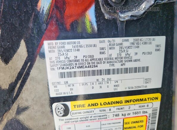 1FMJK2AT4MEA48284 2021 FORD EXPEDITION Black Widok wnętrza 360 stopni