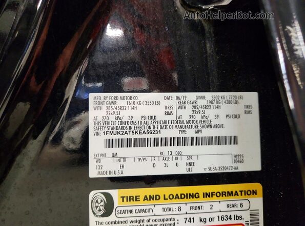 1FMJK2AT5KEA56231 2019 FORD EXPEDITION Черный 