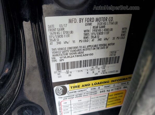 1FMJK2AT8HEA59150 2017 FORD EXPEDITION Black Vista de la etiqueta del VIN