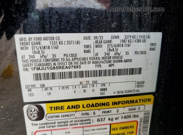 1FMJU1G85REA07693 2024 FORD EXPEDITION Черный Вид наклейки с VIN-кодом