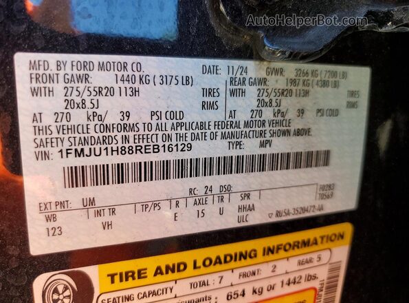 1FMJU1H88REB16129 2024 FORD EXPEDITION Black VIN կոդի պիտակի տեսք