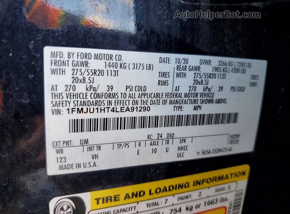 1FMJU1HT4LEA91290 2020 FORD EXPEDITION Black VIN sticker view