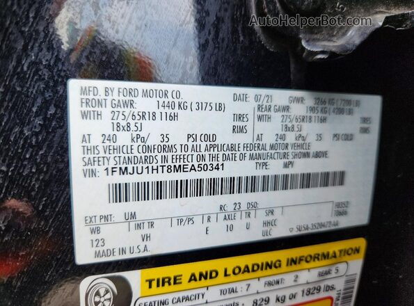 1FMJU1HT8MEA50341 2021 FORD EXPEDITION Black Engine compartment view