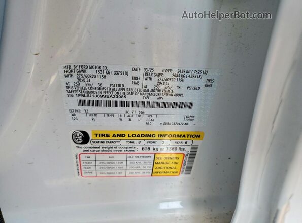 1FMJU1J89SEA23085 2025 FORD EXPEDITION White VIN კოდის სტიკერის ხედი