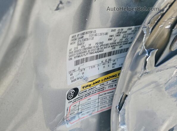 1FMJU1JT7MEA02422 2021 FORD EXPEDITION Silver Vista de la etiqueta del VIN