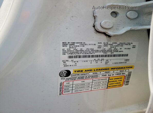 1FMJU1KT1LEA23411 2020 FORD EXPEDITION White Սալոնի 360 աստիճան տեսք