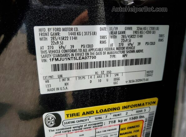 1FMJU1NT5LEA07790 2020 FORD EXPEDITION Black 360 interior view