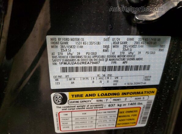 1FMJU2AG2REA79487 2024 FORD EXPEDITION Charcoal Սալոնի 360 աստիճան տեսք