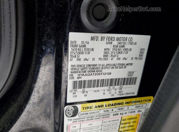 1FMJU2AT2GEF32128 2016 FORD EXPEDITION Black Widok naklejki z numerem VIN