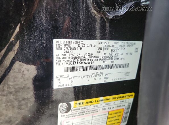 1FMJU2AT7JEA39858 2018 FORD EXPEDITION Black VIN კოდის სტიკერის ხედი