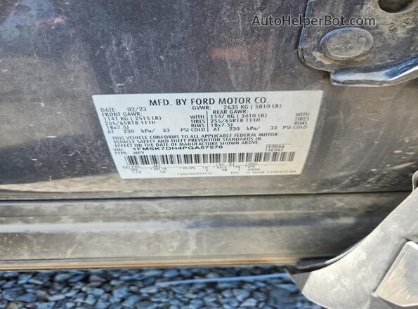 1FMSK7DH4PGA57570 2023 FORD EXPLORER Charcoal VIN կոդի պիտակի տեսք