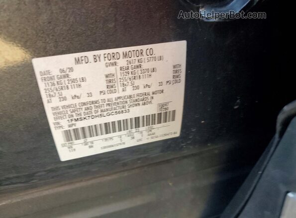 1FMSK7DH5LGC56833 2020 FORD EXPLORER Black Սալոնի 360 աստիճան տեսք