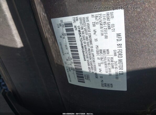 1FMSK7DH6MGB48948 2021 FORD EXPLORER Brown Vista del compartimento del motor