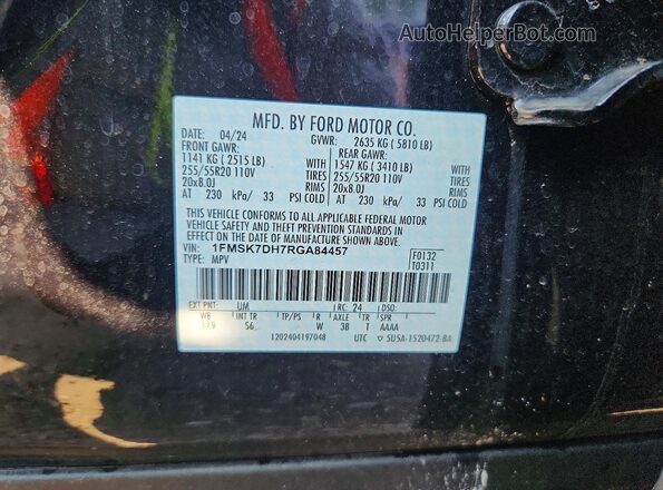 1FMSK7DH7RGA84457 2024 FORD EXPLORER Black Widok naklejki z numerem VIN