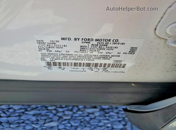1FMSK7DHXMGA11866 2021 FORD EXPLORER White Вид наклейки з VIN-кодом