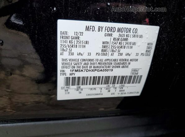 1FMSK7DHXPGA05019 2023 FORD EXPLORER Black Вид наклейки з VIN-кодом