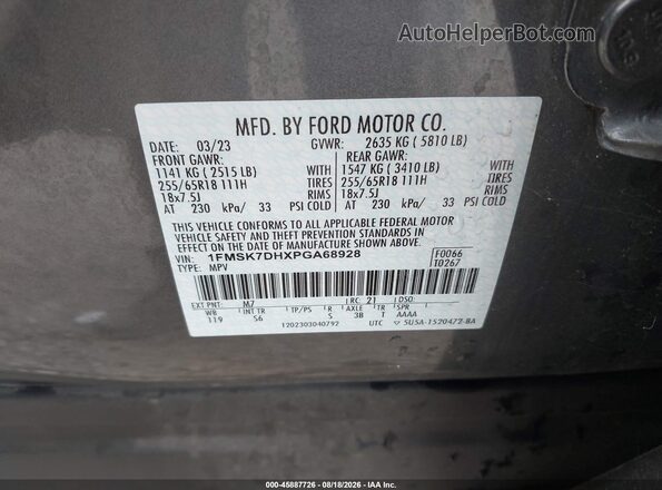 1FMSK7DHXPGA68928 2023 FORD EXPLORER Gray Вид підкапотного простору