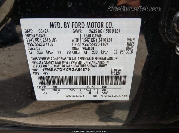 1FMSK7DHXRGA64879 2024 FORD EXPLORER Black Vista del compartimento del motor